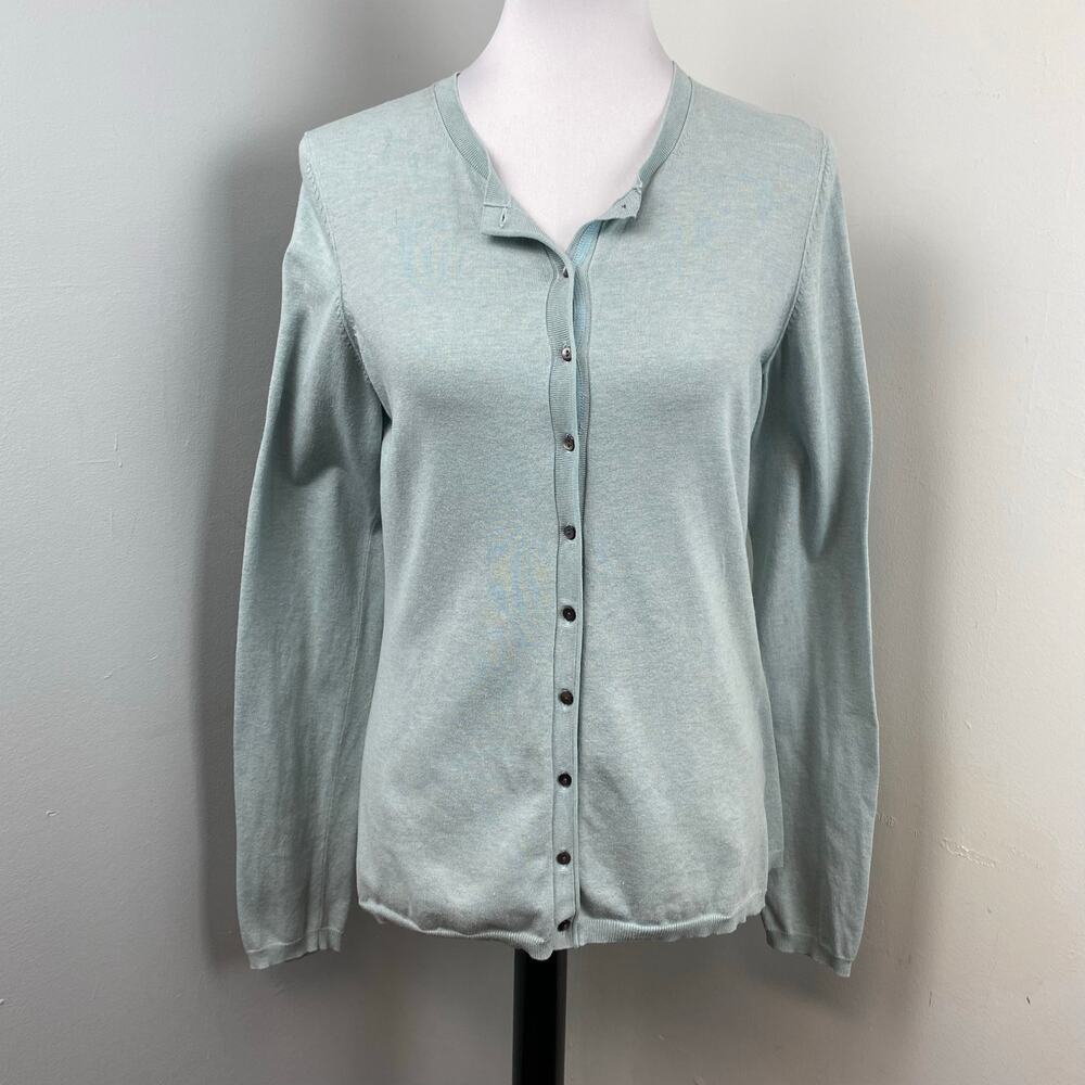 Banana Republic Silk Soft Heathered Blue Button Down Knit Cardigan Medium